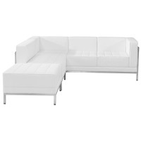 Flash Furniture ZB-IMAG-SECT-SET9-WH-GG HERCULES Imagination Series White Leather Sectional Configuration