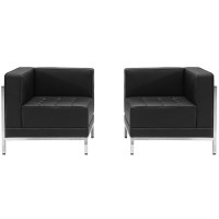 Flash Furniture ZB-IMAG-SET10-GG HERCULES Imagination Series Black Leather 2 Piece Corner Chair Set