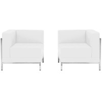 Flash Furniture ZB-IMAG-SET10-WH-GG HERCULES Imagination Series White Leather 2 Piece Corner Chair Set