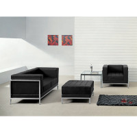 Flash Furniture ZB-IMAG-SET11-GG HERCULES Imagination Series Black Leather Loveseat, Chair and Ottoman Set