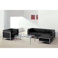 Flash Furniture ZB-IMAG-SET12-GG HERCULES Imagination Series Black Leather Sectional and Chair