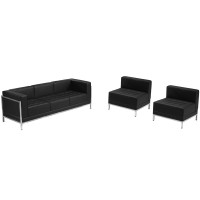 Flash Furniture ZB-IMAG-SET13-GG HERCULES Imagination Series Black Leather Sofa and Chair Set