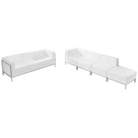 Flash Furniture ZB-IMAG-SET16-WH-GG HERCULES Imagination Series White Leather Sofa and Lounge Chair Set
