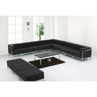 Flash Furniture ZB-IMAG-SET18-GG HERCULES Imagination Series Black Leather Sectional and Ottoman Set