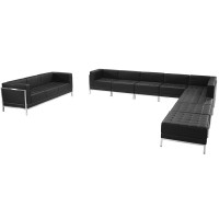 Flash Furniture ZB-IMAG-SET19-GG HERCULES Imagination Series Black Leather Sectional and Sofa Set
