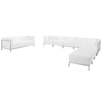 Flash Furniture ZB-IMAG-SET19-WH-GG HERCULES Imagination Series White Leather Sectional and Sofa Set