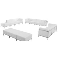 Flash Furniture ZB-IMAG-SET21-WH-GG HERCULES Imagination Series White Leather Sofa, Lounge and Ottoman Set