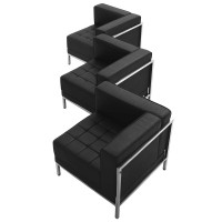 Flash Furniture ZB-IMAG-SET4-GG HERCULES Imagination Series Black Leather 3 Piece Corner Chair Set