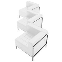 Flash Furniture ZB-IMAG-SET4-WH-GG HERCULES Imagination Series White Leather 3 Piece Corner Chair Set