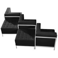 Flash Furniture ZB-IMAG-SET5-GG HERCULES Imagination Series Black Leather 5 Piece Chair and Ottoman Set