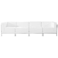Flash Furniture ZB-IMAG-SET8-WH-GG HERCULES Imagination Series White Leather 4 Piece Lounge Set