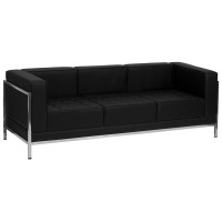 Flash Furniture Hercules Imagination Series Contemporary Black Leather Sofa with Encasing Frame ZB-IMAG-SOFA-GG