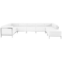 Flash Furniture ZB-IMAG-U-SECT-SET4-WH-GG HERCULES Imagination Series White Leather U-Shape Sectional Configuration