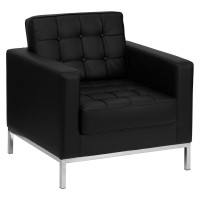 Flash Furniture Hercules Lacey Series Contemporary Black Leather Chair with Stainless Steel Frame ZB-LACEY-831-2-CHAIR-BK-GG
