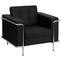 Flash Furniture Hercules Lesley Series Contemporary Black Leather Chair with Encasing Frame ZB-LESLEY-8090-CHAIR-BK-GG