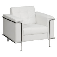 Flash Furniture Hercules Lesley Series Contemporary White Leather Chair with Encasing Frame ZB-LESLEY-8090-CHAIR-WH-GG