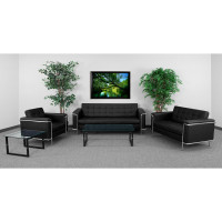 Flash Furniture Hercules Lesley Series Reception Set In Black ZB-LESLEY-8090-SET-BK-GG