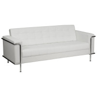 Flash Furniture Hercules Lesley Series Contemporary White Leather Sofa with Encasing Frame ZB-LESLEY-8090-SOFA-WH-GG