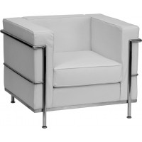Flash Furniture HERCULES Regal Series Contemporary White Leather Chair with Encasing Frame ZB-REGAL-810-1-CHAIR-WH-GG