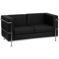 Flash Furniture HERCULES Regal Series Contemporary Black Leather Love Seat with Encasing Frame ZB-REGAL-810-2-LS-BK-GG