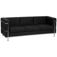Flash Furniture HERCULES Regal Series Contemporary Black Leather Sofa with Encasing Frame ZB-REGAL-810-3-SOFA-BK-GG