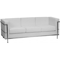 Flash Furniture HERCULES Regal Series Contemporary White Leather Sofa with Encasing Frame ZB-REGAL-810-3-SOFA-WH-GG