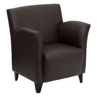 Flash Furniture Hercules Roman Series Brown Leather Reception Chair ZB-ROMAN-BROWN-GG