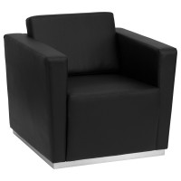 Flash Furniture Hercules Trinity Series Contemporary Black Leather Chair with Stainless Steel Base ZB-TRINITY-8094-CHAIR-BK-GG